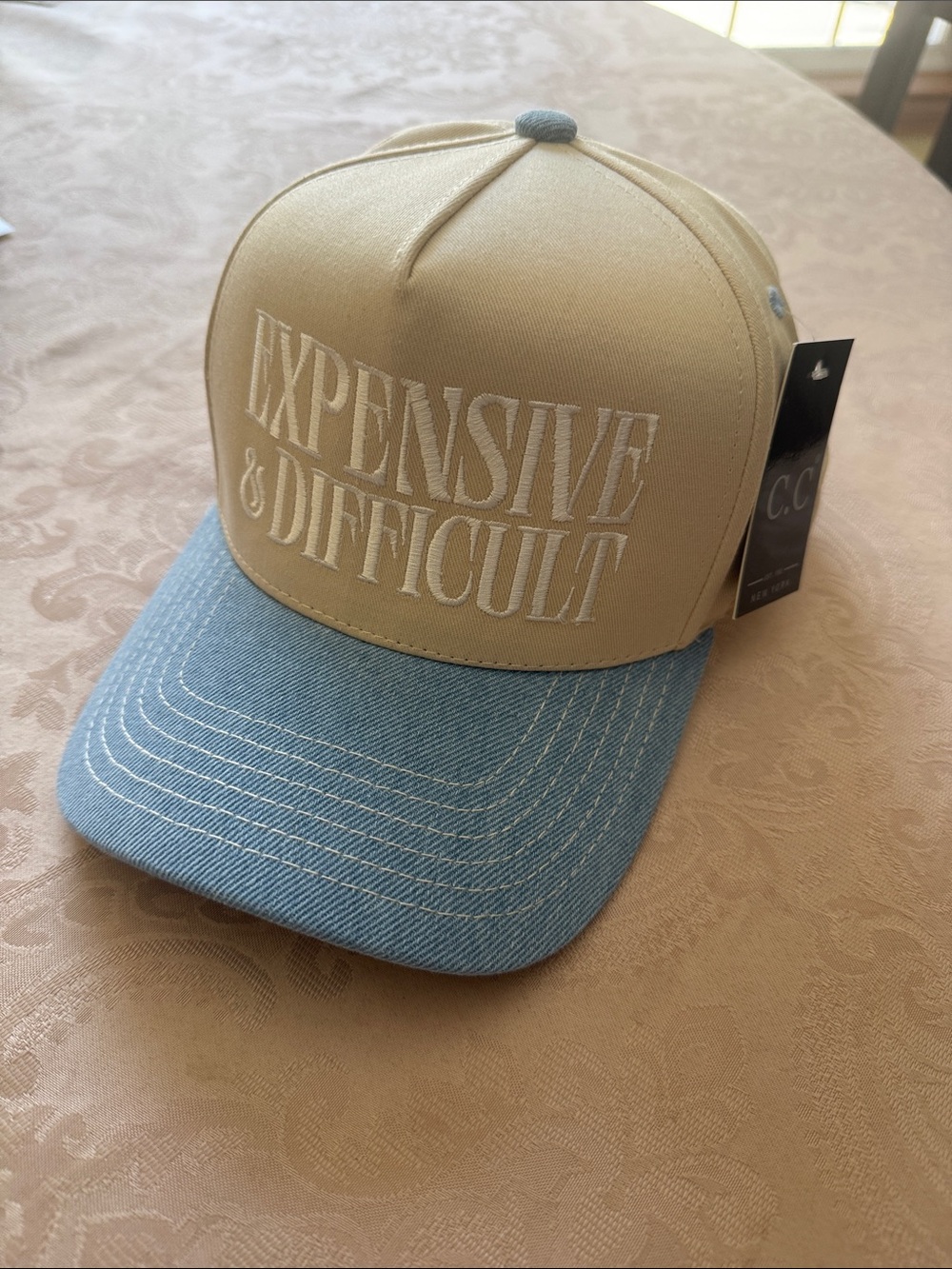 NWT Expensive & Difficult Lt Denim Trucker Hat